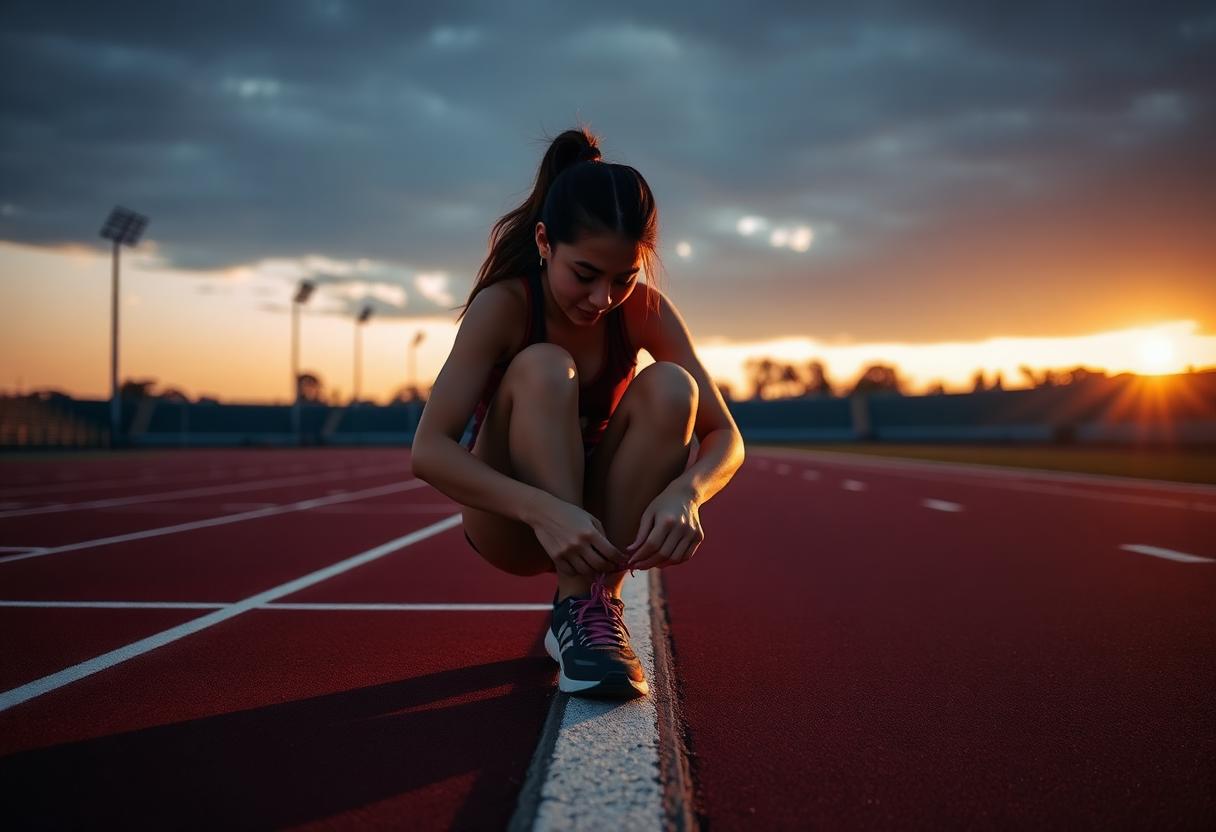 Athlete lacing their shoes before a session